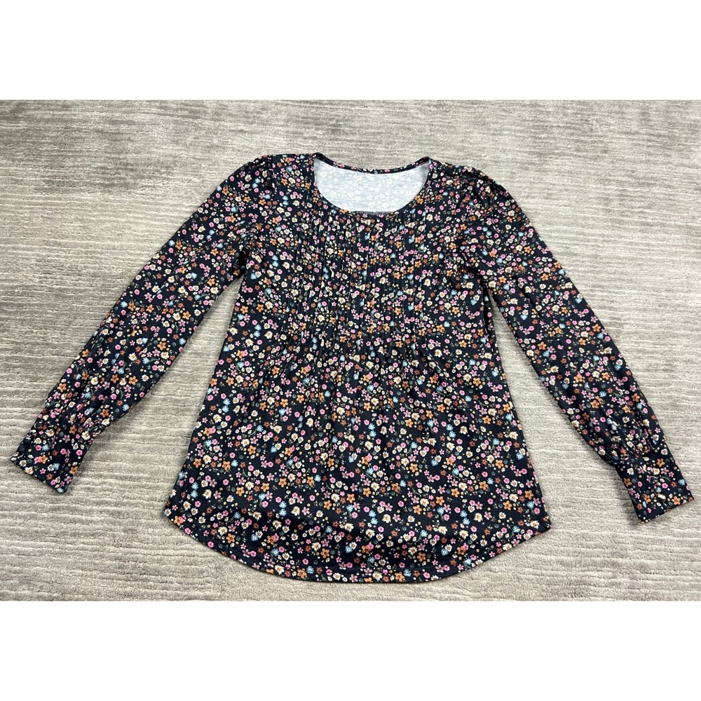 Unbranded Blouse Womens L Multicolor Floral Pintuck Pleat Long Sleeve Boho Top
